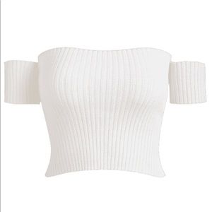 Off shoulder ribbed tee